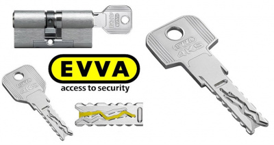 Цилиндровые механизмы EVVA 4KS 72мм. (31+41),(36+36) хром,латунь