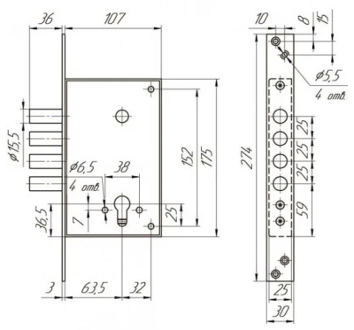 Корпус Mettem (Меттэм) врезного замка ЗВ1 711.0.0 (никель)